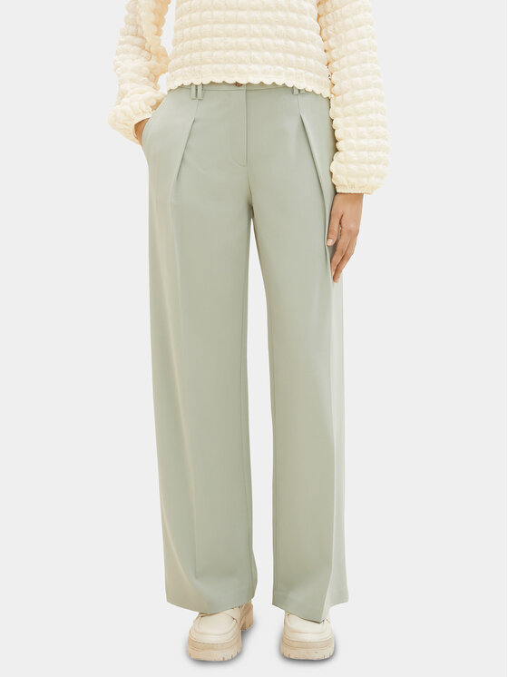 Tom Tailor Medžiaginės kelnės · Žalia · Regular Fit