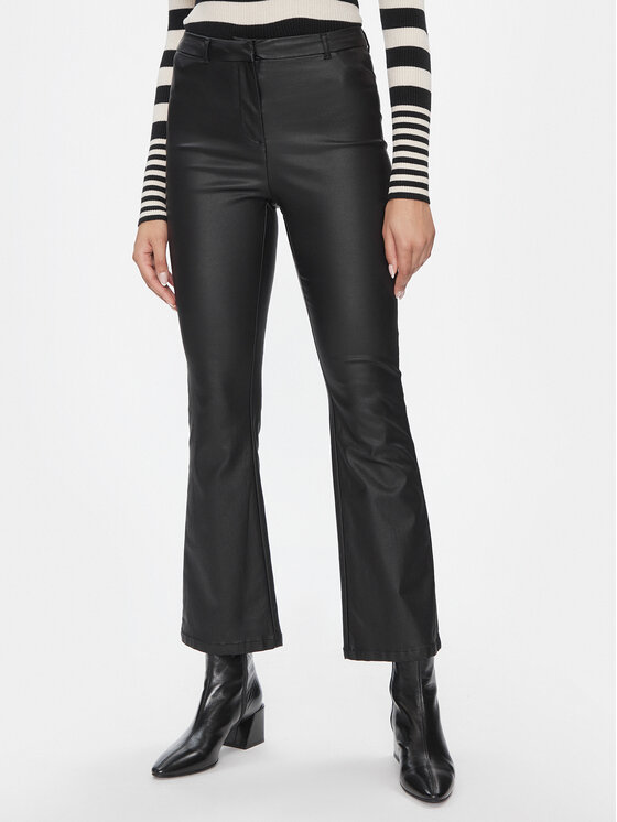 Vero Moda Dirbtinės odos kelnės · Juoda · Regular Fit