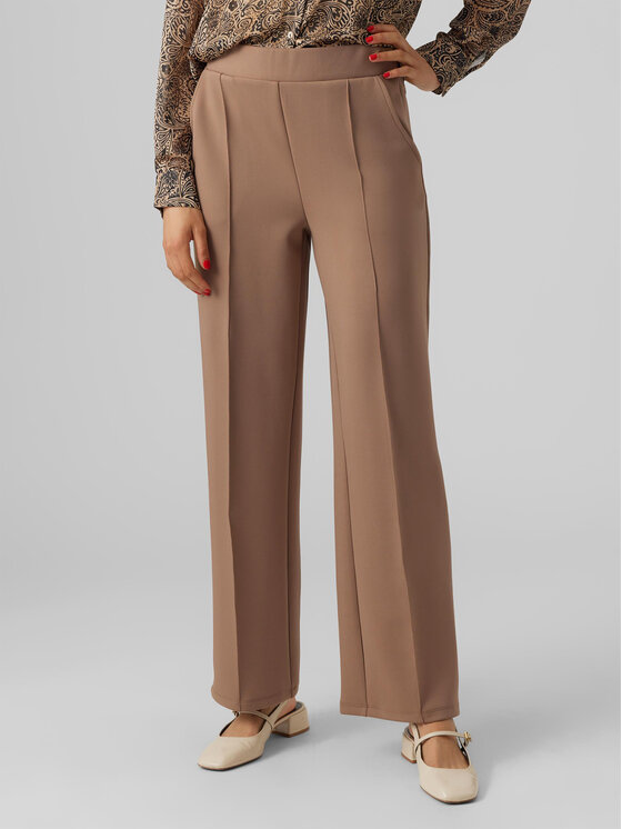 Vero Moda Medžiaginės kelnės · Ruda · Relaxed Fit