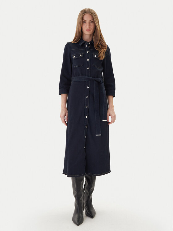 Morgan Džinsinė suknelė · Tamsiai mėlyna · Midi