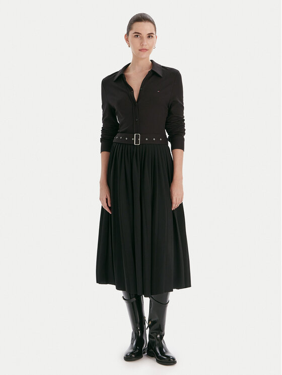 Tommy Hilfiger Marškinių tipo suknelė · Juoda · Midi