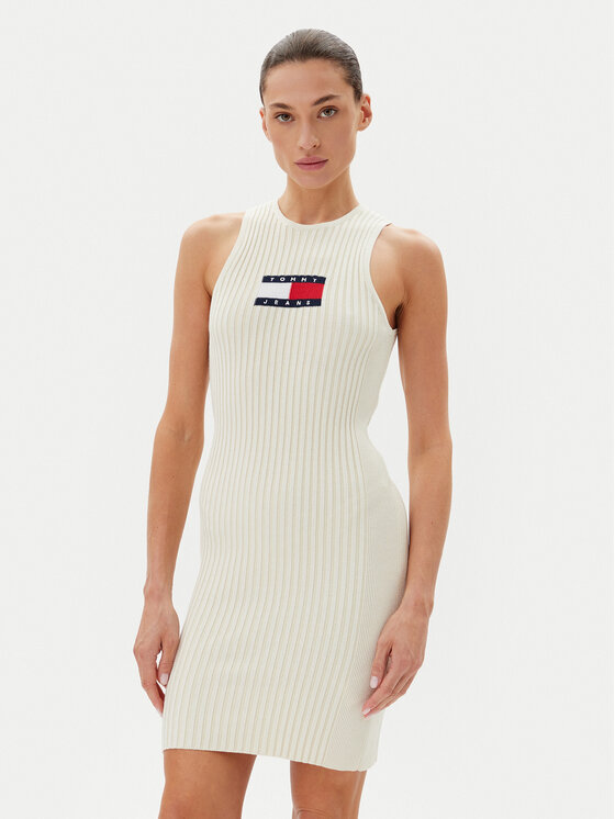 Tommy Jeans Trikotažinė suknelė · Écru · Mini