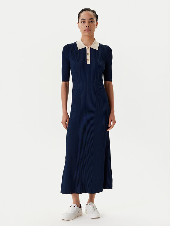 Tommy Hilfiger Trikotažinė suknelė · Tamsiai mėlyna · Midi