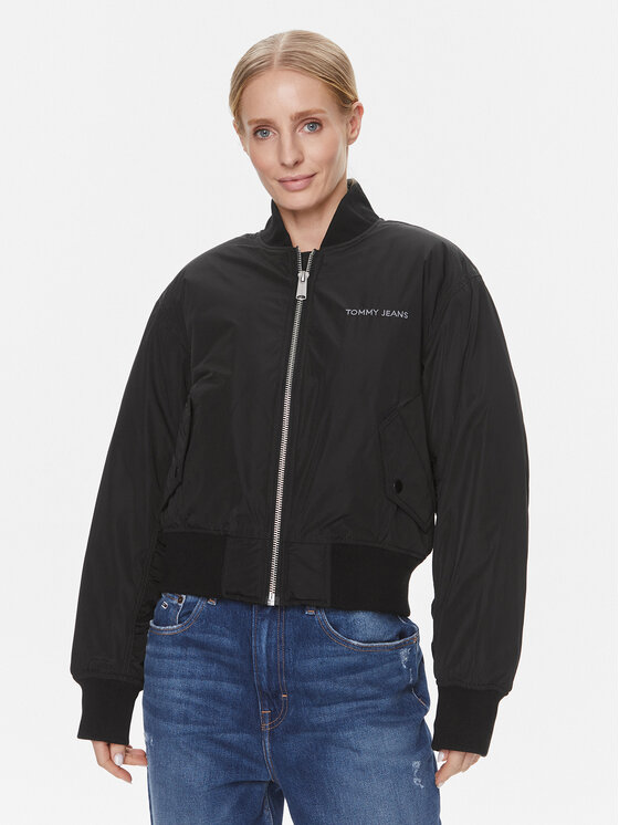 Tommy Jeans Bomber striukė · Juoda