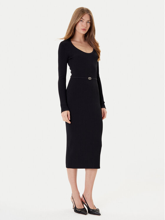 TWINSET Trikotažinė suknelė · Juoda · Midi
