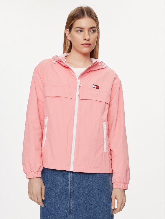 Tommy Jeans Neperpučiama striukė · Rožinė