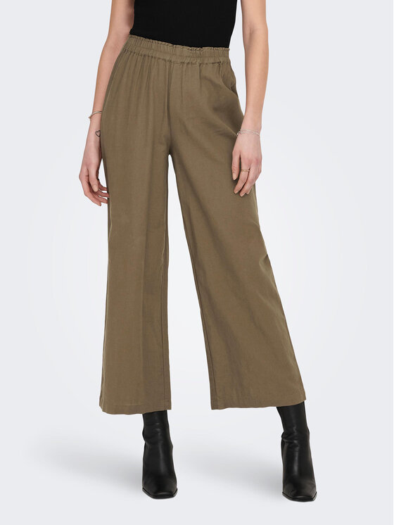 ONLY Medžiaginės kelnės · Ruda · Regular Fit