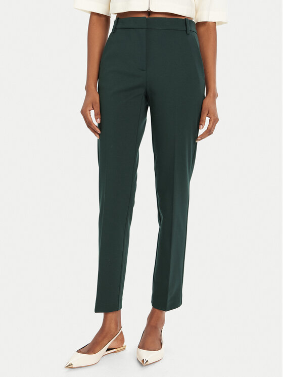 PINKO Medžiaginės kelnės · Žalia · Regular Fit