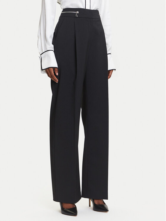 KARL LAGERFELD Medžiaginės kelnės · Juoda · Regular Fit