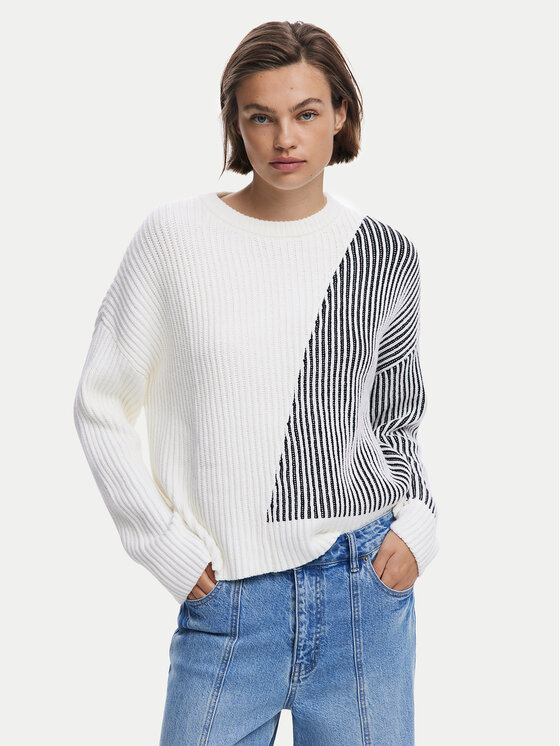 Desigual Megztinis · Balta · Regular Fit