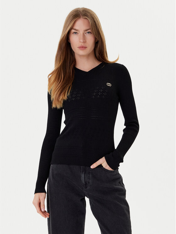 TWINSET Megztinis · Juoda · Slim Fit