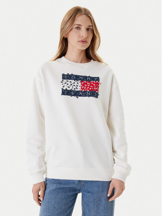 Tommy Jeans Džemperis · Balta · Relaxed Fit