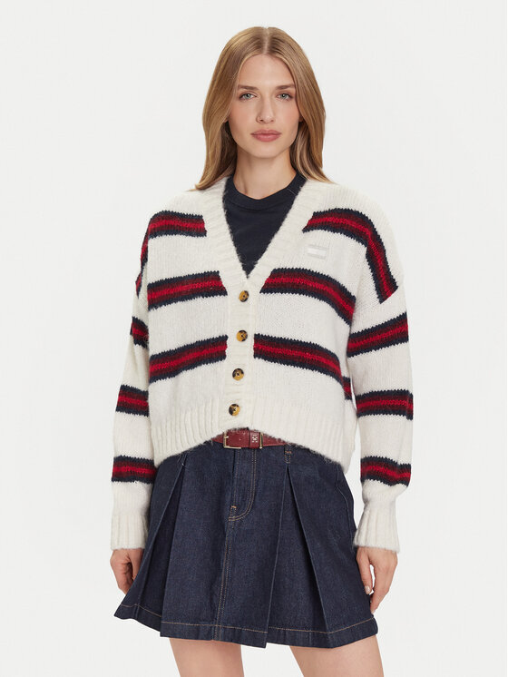 Tommy Jeans Kardiganas · Écru · Relaxed Fit