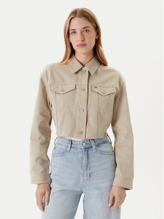 Tommy Jeans Džinsinė striukė · Smėlio