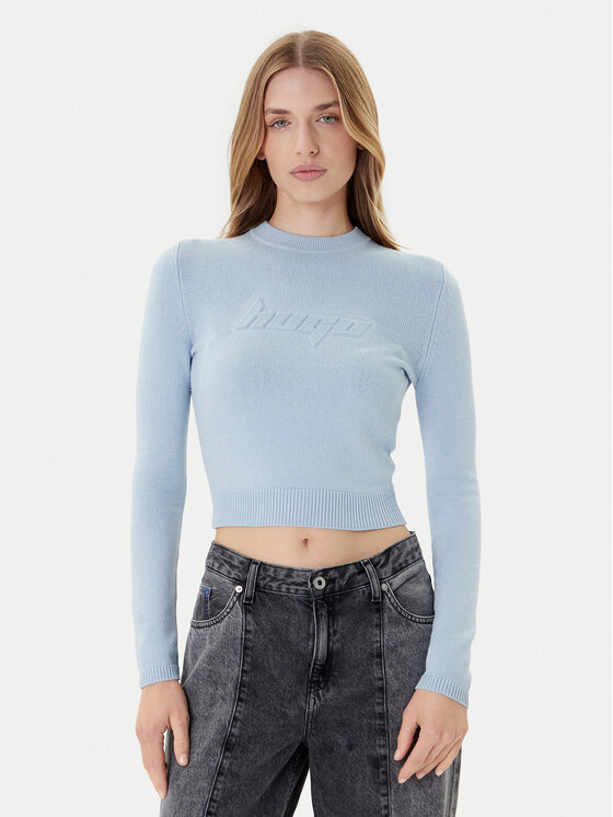 HUGO Megztinis · Žydra · Slim Fit