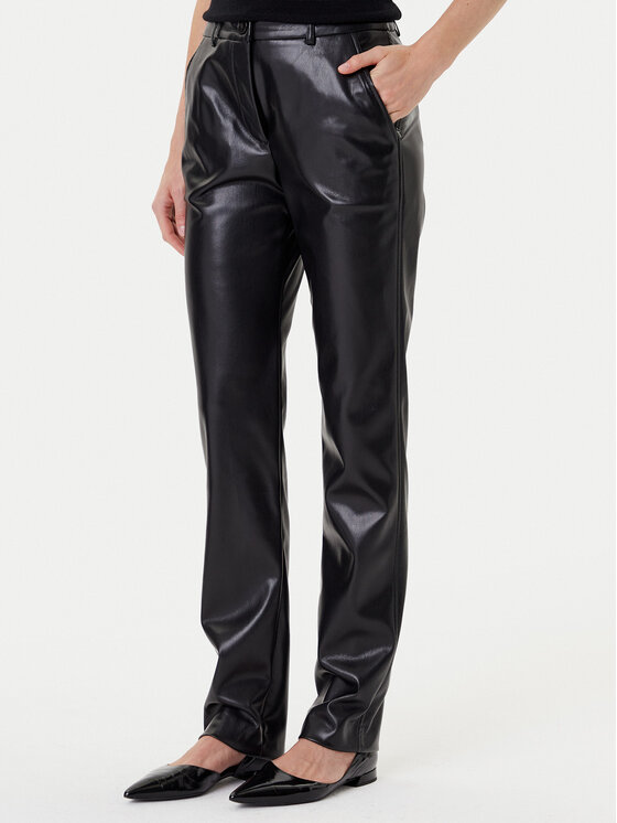 Marella Dirbtinės odos kelnės · Juoda · Slim Fit