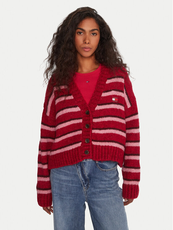 Tommy Jeans Kardiganas · Raudona · Relaxed Fit