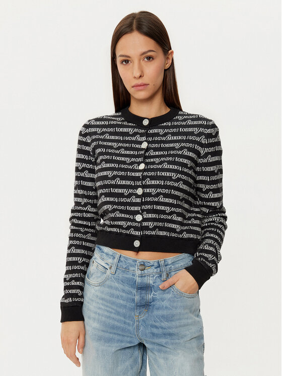 Tommy Jeans Kardiganas · Juoda · Slim Fit