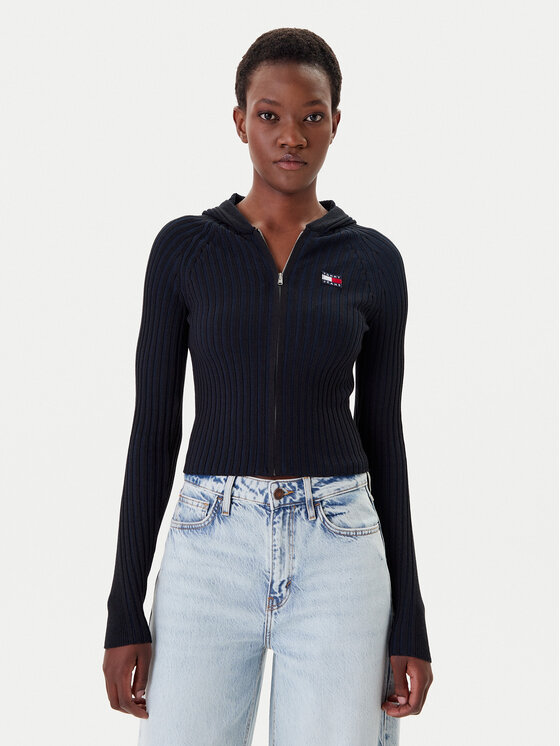 Tommy Jeans Kardiganas · Juoda · Slim Fit