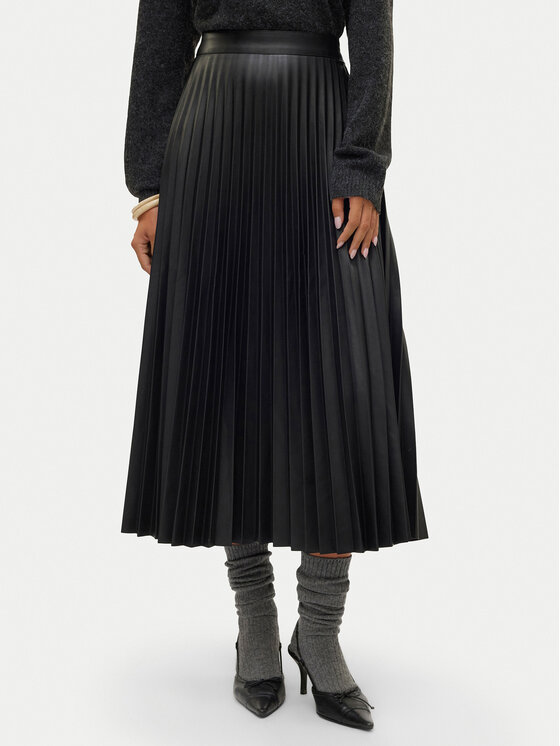 Vero Moda Dirbtinės odos sijonas · Juoda · Midi