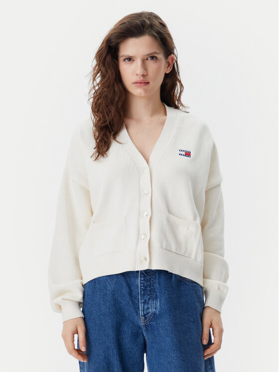 Tommy Jeans Kardiganas · Smėlio · Relaxed Fit