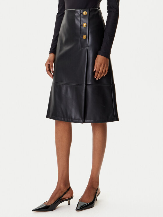 TWINSET Dirbtinės odos sijonas · Juoda · Midi