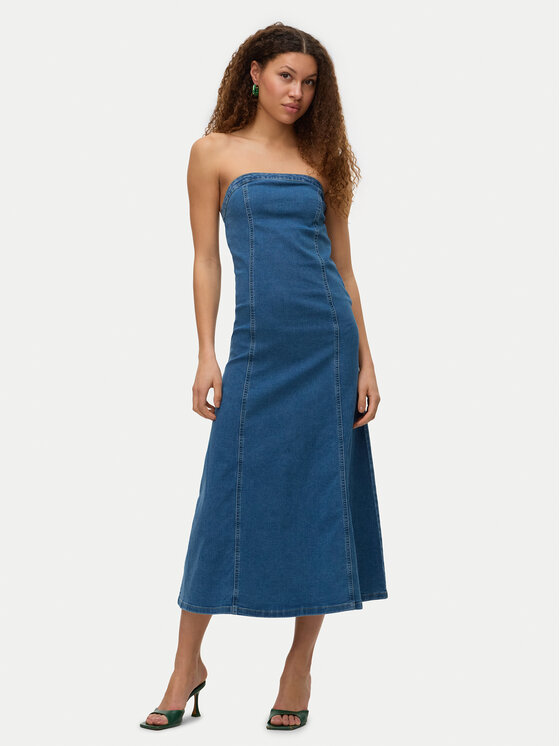 Vero Moda Džinsinė suknelė · Mėlyna · Midi