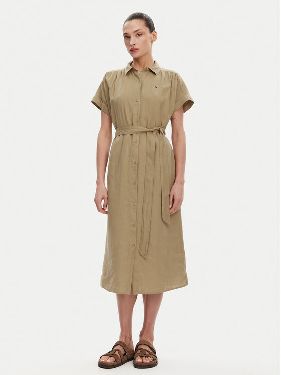 Tommy Hilfiger Marškinių tipo suknelė · Smėlio · Midi