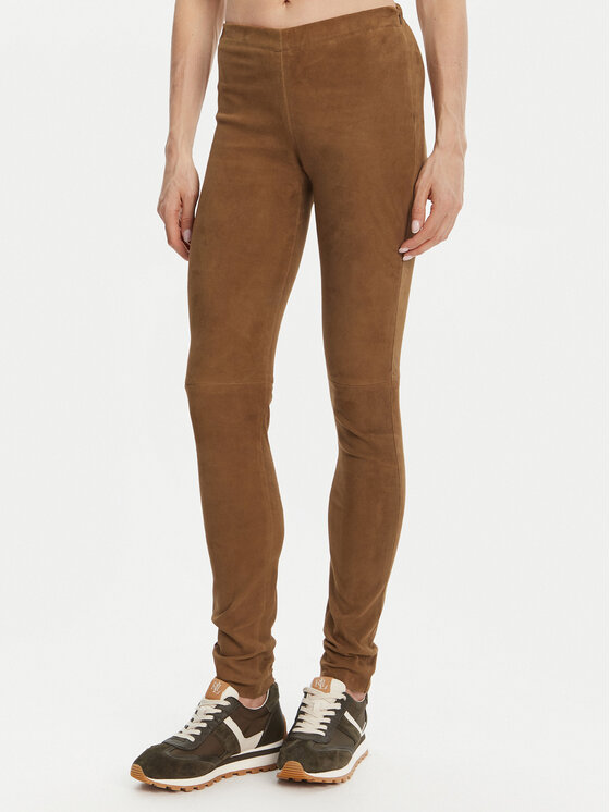 Kodas 20MAY Serge Pariente Odinės kelnės · Ruda · Slim Fit