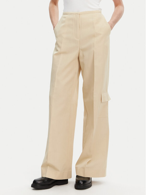 Calvin Klein Medžiaginės kelnės · Smėlio · Regular Fit