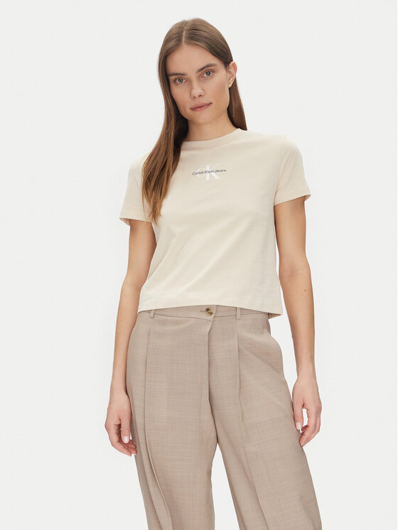 Calvin Klein Jeans Marškinėliai · Smėlio