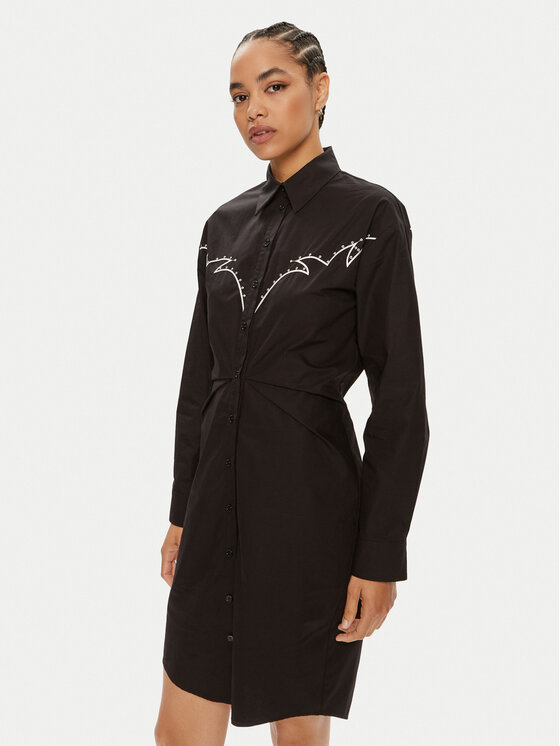 PINKO Marškinių tipo suknelė · Juoda · Midi