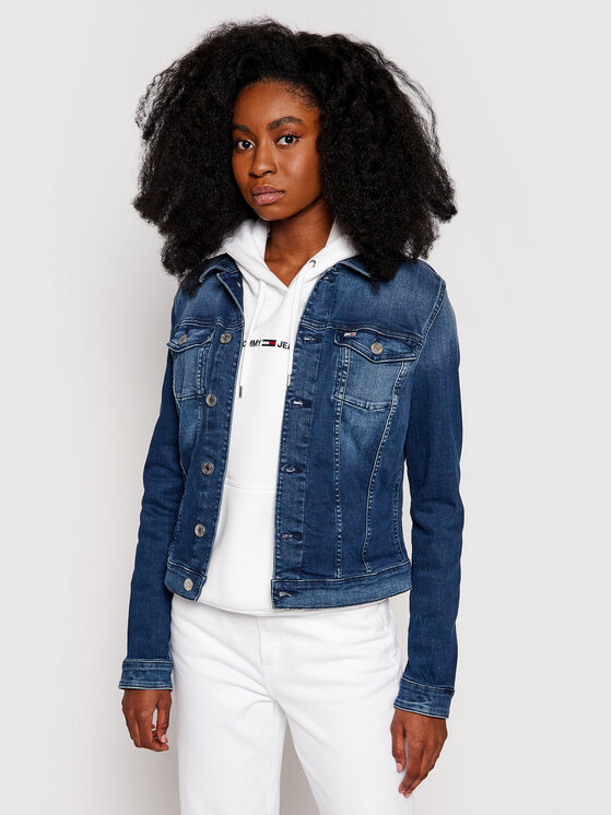 Tommy Jeans Džinsinė striukė · Tamsiai mėlyna