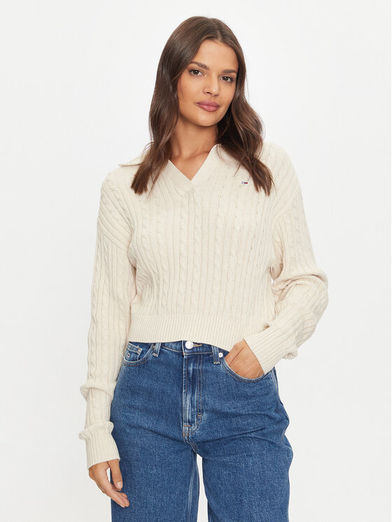 Tommy Jeans Megztinis · Smėlio · Regular Fit