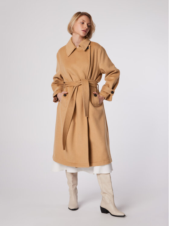 Simple Demisezoninis paltas · Smėlio