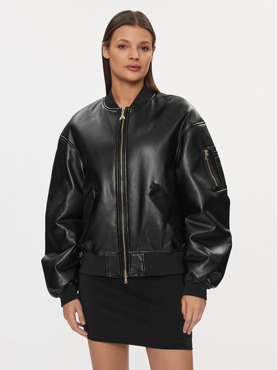 Patrizia Pepe Dirbtinės odos striukė · Juoda