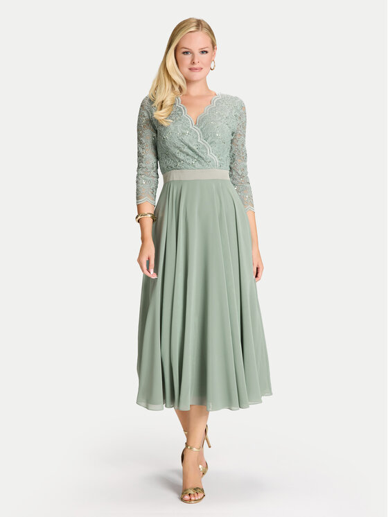 Swing Kokteilinė suknelė · Žalia · Midi