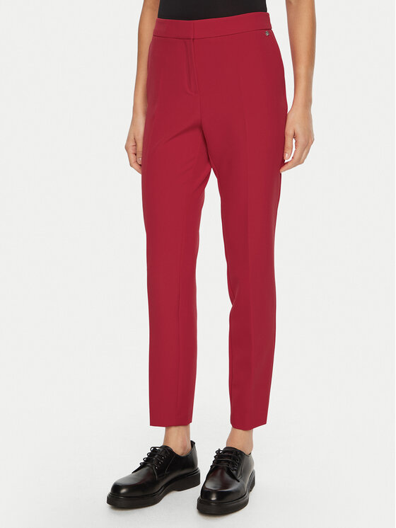 HUGO Medžiaginės kelnės · Raudona · Slim Fit