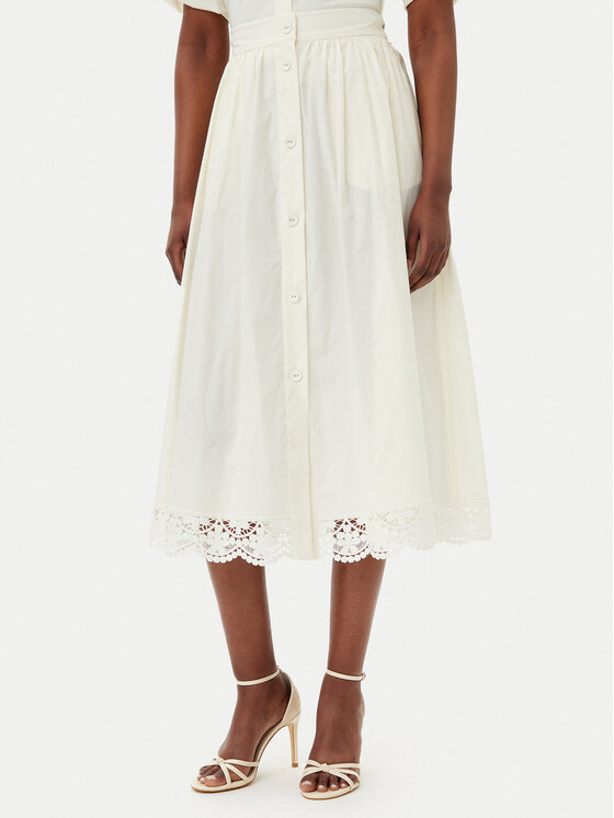 TWINSET Trapecijos formos sijonas · Écru · Midi