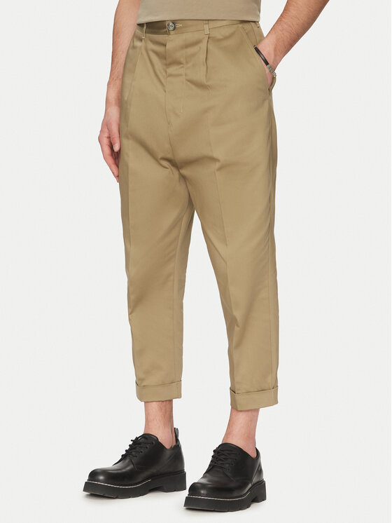 AMI Paris Medžiaginės kelnės · Chaki · Oversize