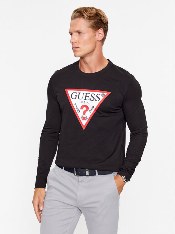 Guess Marškinėliai ilgomis rankovėmis · Juoda
