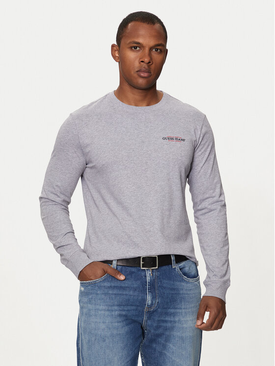 Guess Jeans Marškinėliai ilgomis rankovėmis · Pilka