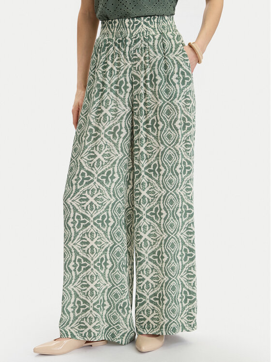 Vero Moda Medžiaginės kelnės · Žalia · Regular Fit