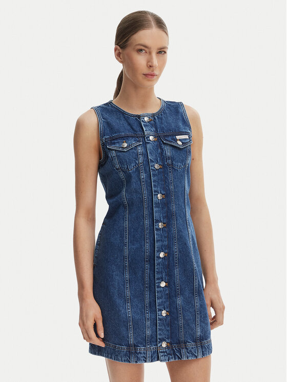 Calvin Klein Jeans Džinsinė suknelė · Tamsiai mėlyna · Mini