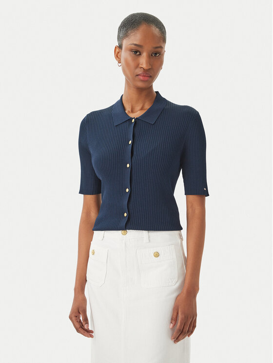 Tommy Hilfiger Kardiganas · Tamsiai mėlyna · Slim Fit