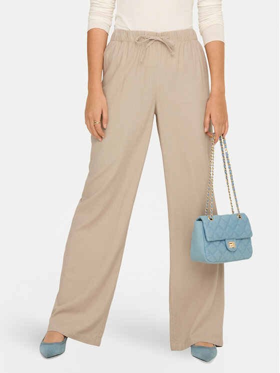 ONLY Medžiaginės kelnės · Smėlio · Regular Fit