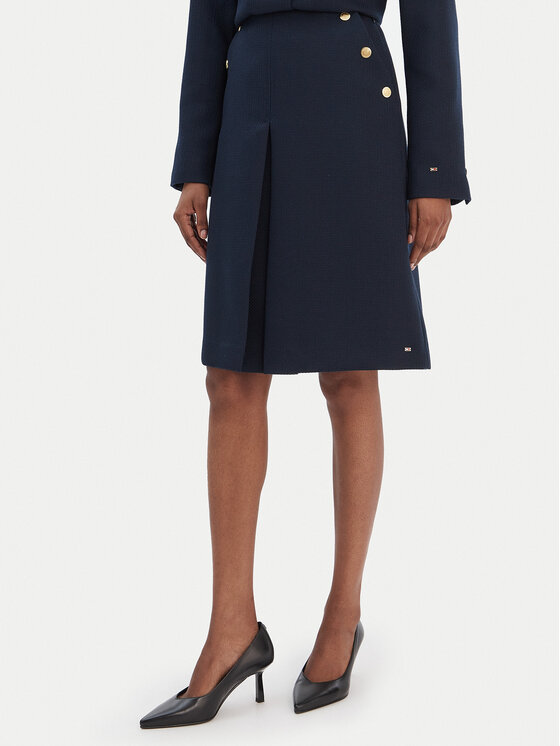 Tommy Hilfiger Trapecijos formos sijonas · Tamsiai mėlyna · Midi