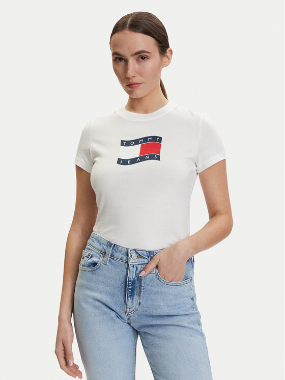 Tommy Jeans Marškinėliai · Kreminė