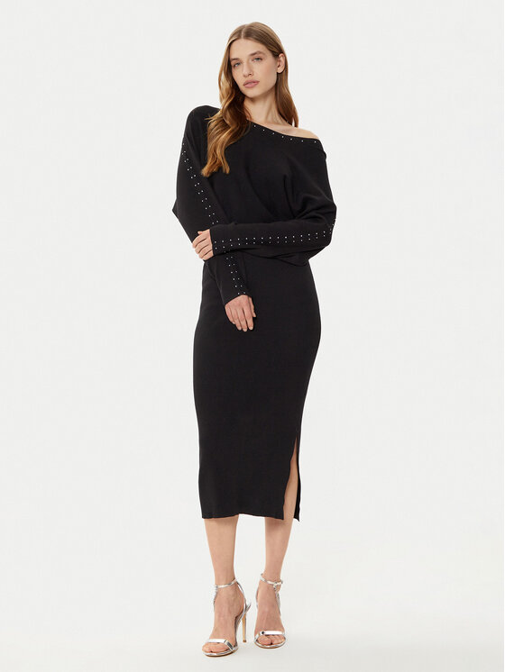 Morgan Trikotažinė suknelė · Juoda · Midi
