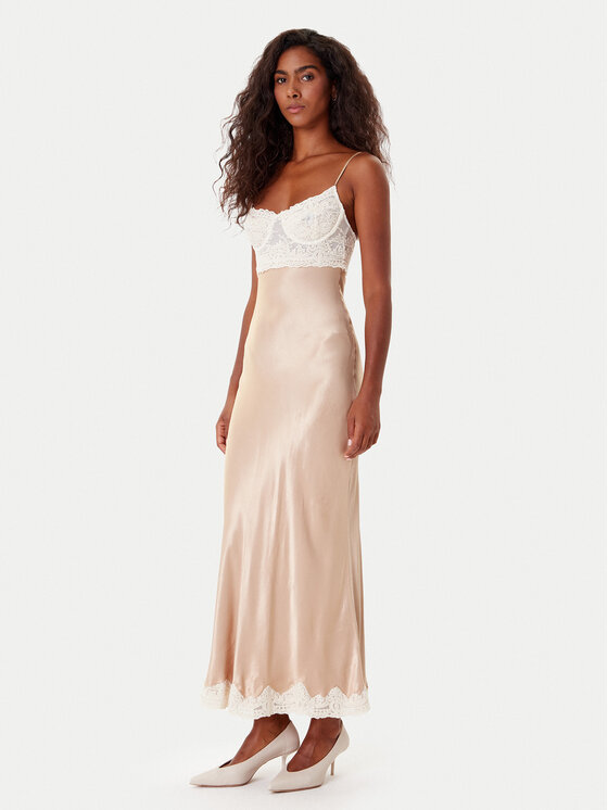 Bardot Kokteilinė suknelė · Smėlio · Midi